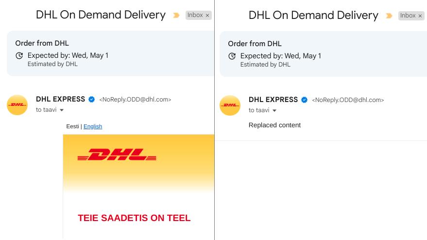 Rünnaku näide DHL-i kirjaga