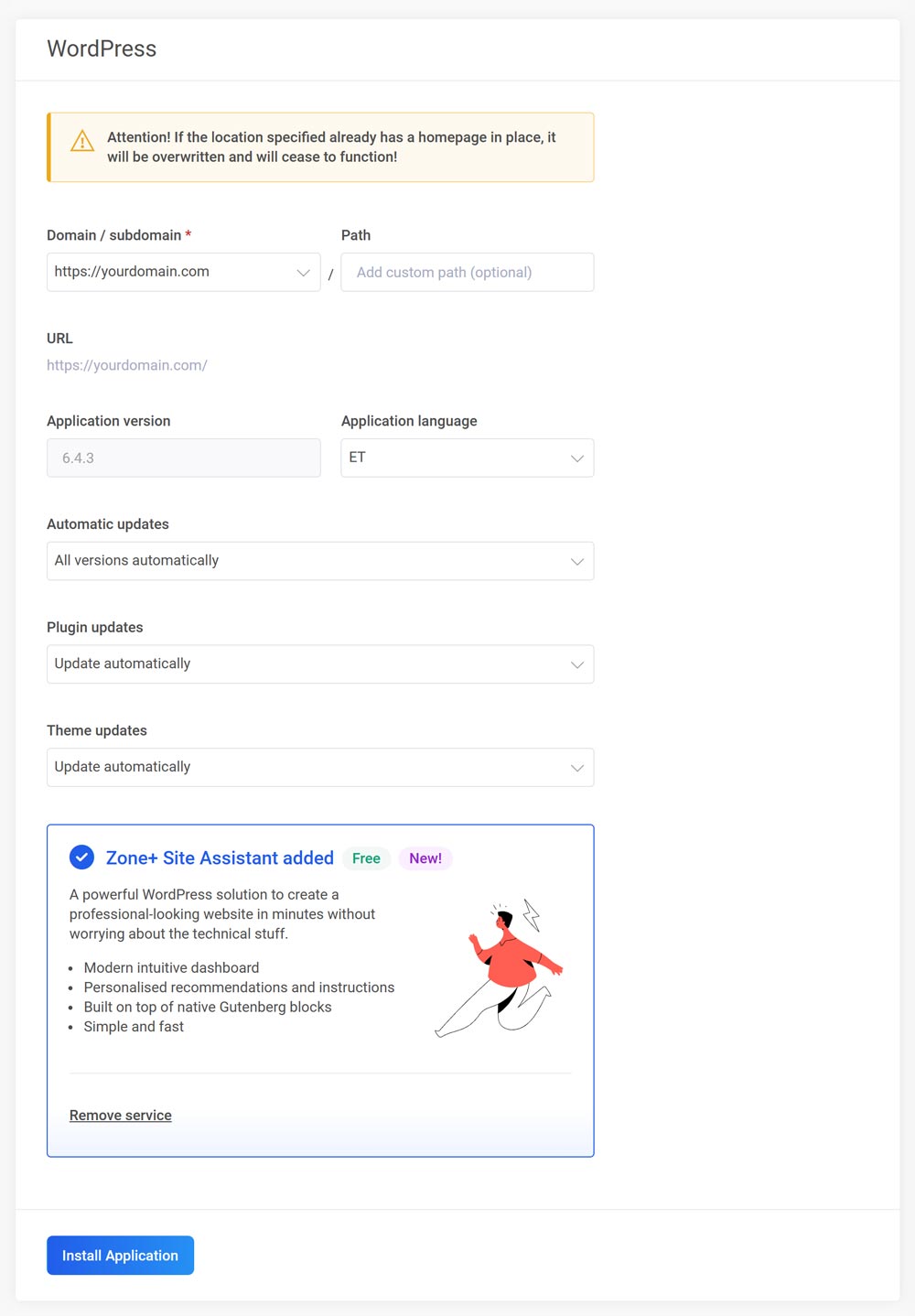 Add new Zone+ applications