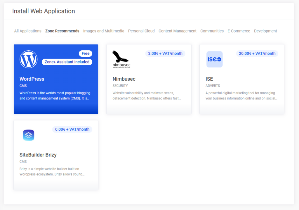 Add new Zone+ application