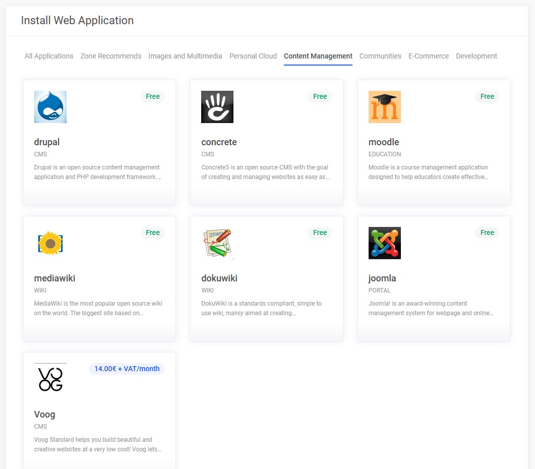 Add new Zone+ applications