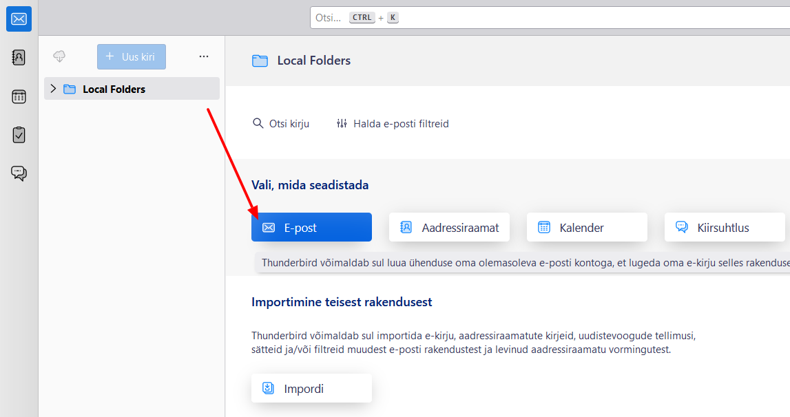 Thunderbird seadistamine 1