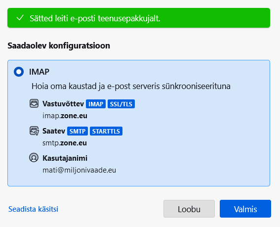 Thunderbird seadistamine 3