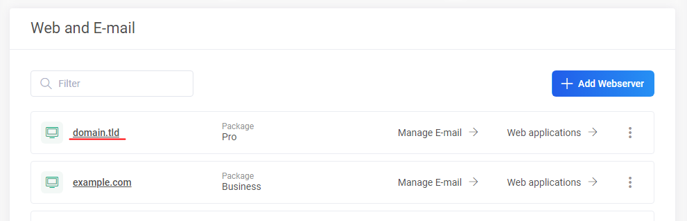 Open web hosting management